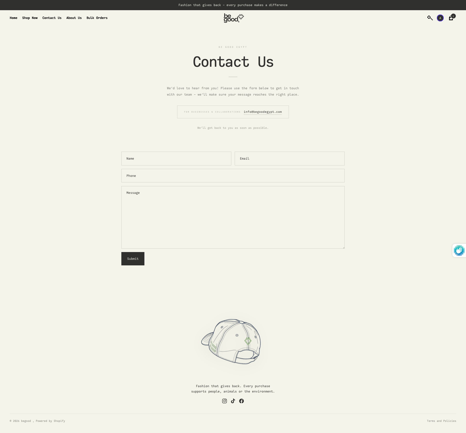 BeGood Contact — after redesign