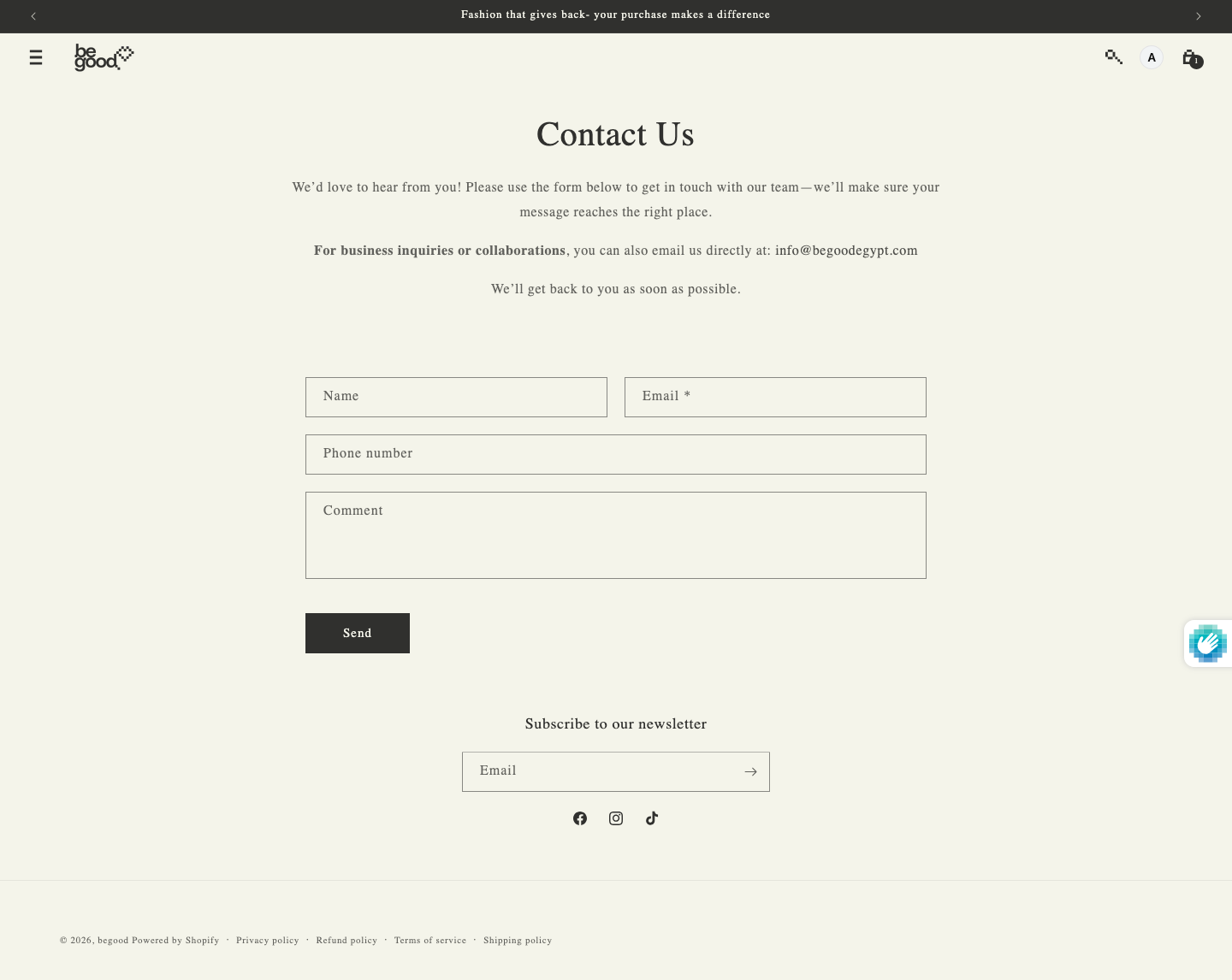 BeGood Contact — before redesign