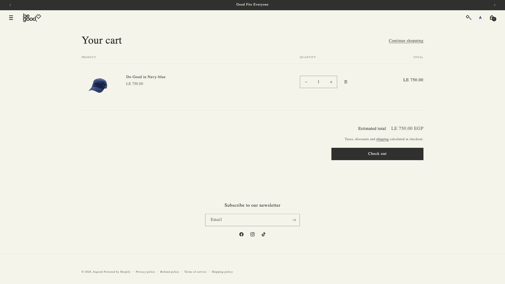 BeGood Cart — before redesign